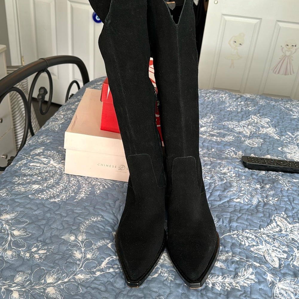 Dolce Vita Black Suede Heeled Boots